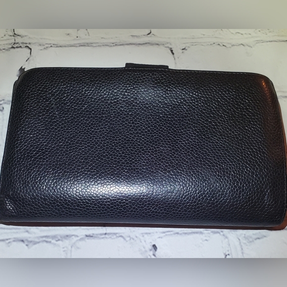 Chanel Black Embossed Caviar Leather long wallett vintage - Picture 3 of 16